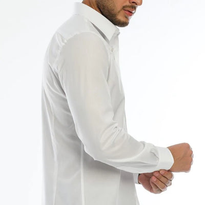 Strukirana košulja talijanski ovratnik - bijela
