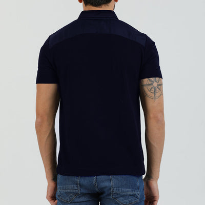 Polo majica z zadrgo - tamno plava 65
