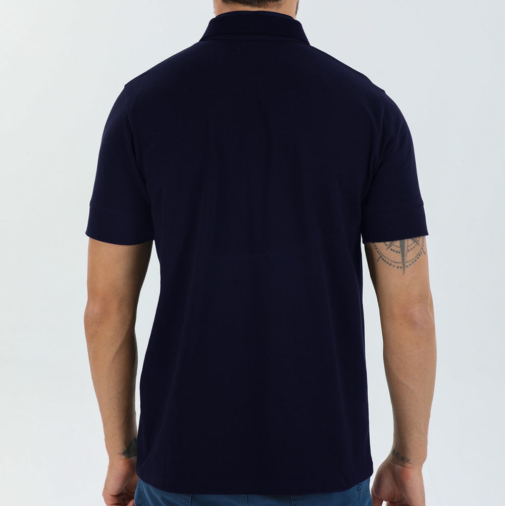 Polo majica z zadrgo - tamno plava 69