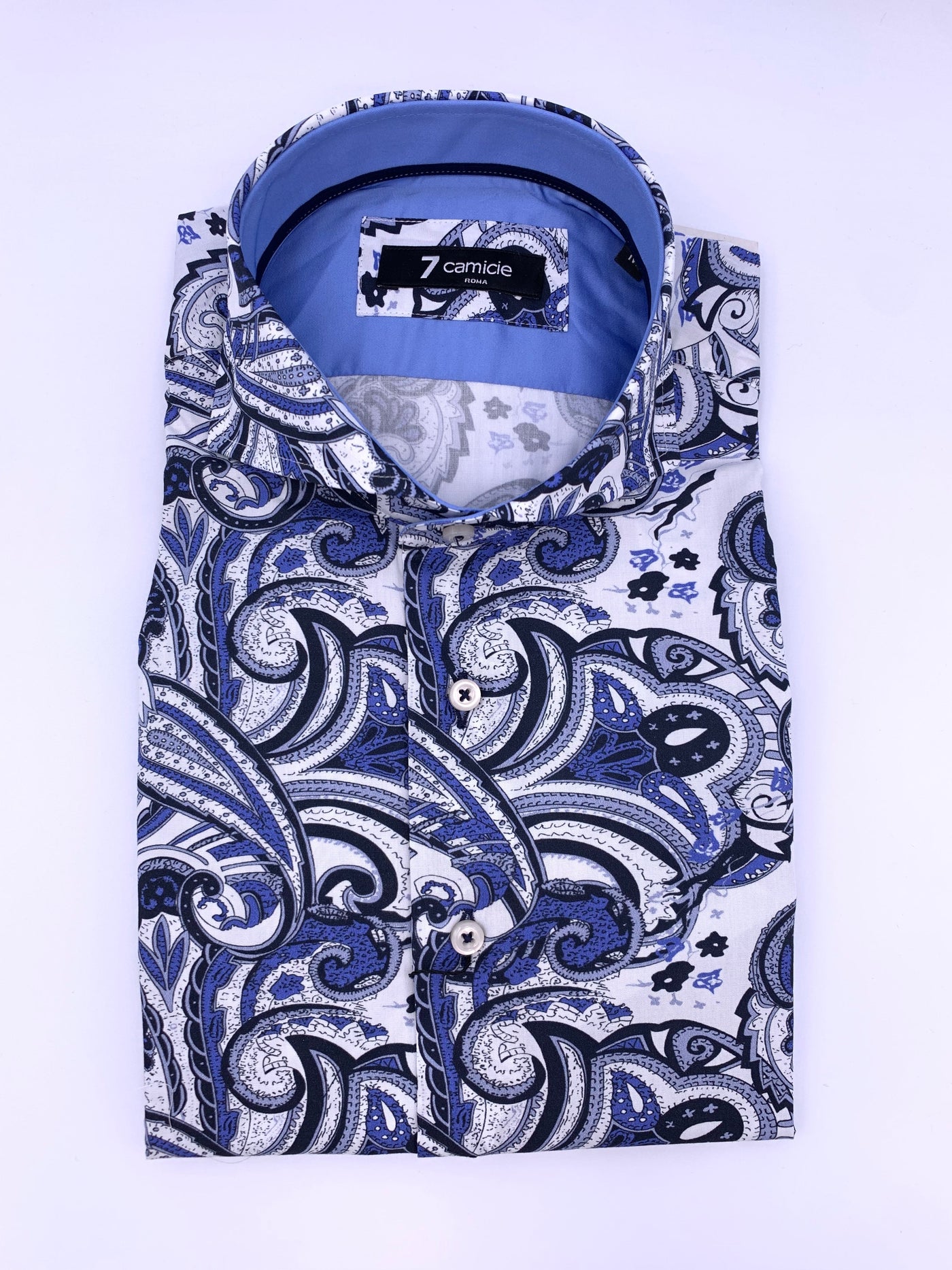 Košulja popeline stampato - bijela/plava